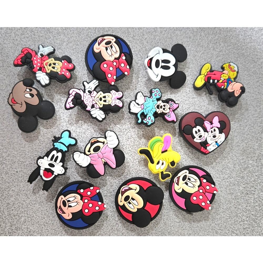 Disney Mickey & Minnie Mouse Shoe Charms 14 Pieces Mixed Lot NWOTS